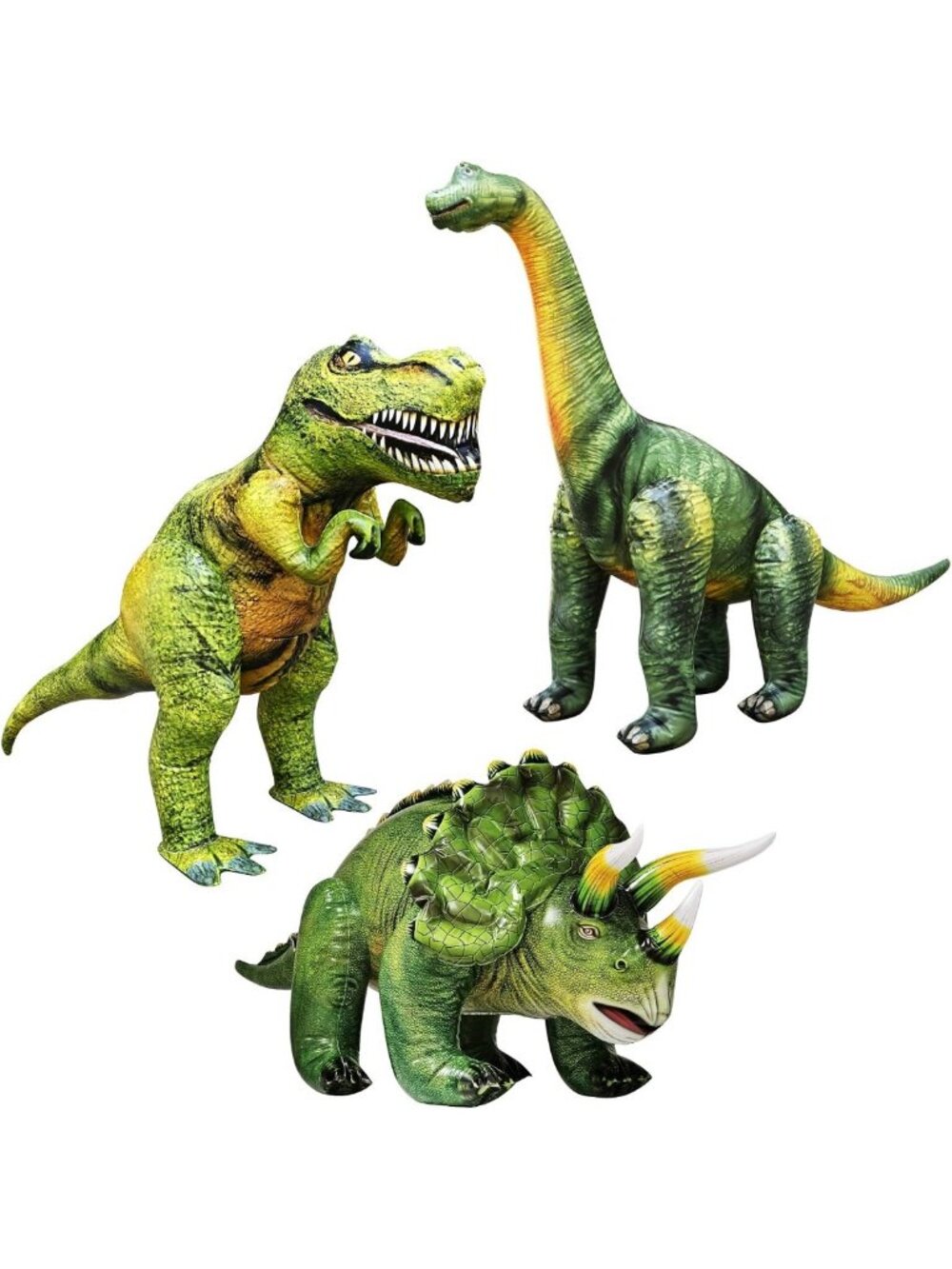 Dinosaur Inflatable 3-Pack - T-Rex, Brachiosaurus & Triceratops, 43" Long Kids